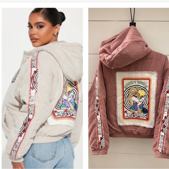 Members Only Jackets & Blazers - MEMBERS ONLY LooneyTunes Lola Bunny corduroy pink novelty retro art woman coat L